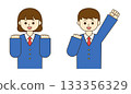 illustration of boy and girl students upper body 133356329