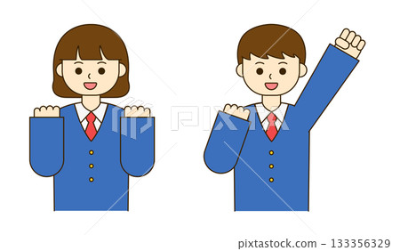 illustration of boy and girl students upper body 133356329