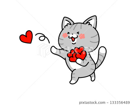 Full of love! A cute cat offering his heart Full of love! A cute cat offering his heart 133356489