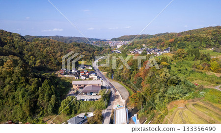 Drone aerial photography of the mountain side from the Yuhijicho and Higashinagaecho areas of Kanazawa City Drone aerial photography of the mountain side from the Yuhijicho and Higashinagaecho areas of Kanazawa City 133356490