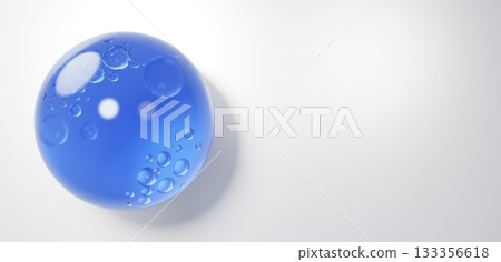 白色背景上的藍色液體。凝膠。留白。 3D(橫向) 白色背景上的藍色液體。凝膠。留白。 3D(橫向) 133356618