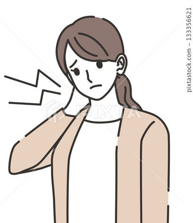 Woman suffering from neck pain Woman suffering from neck pain 133356621