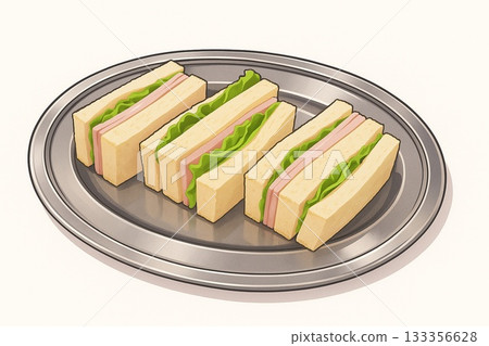 盤子裡的火腿三明治 133356628