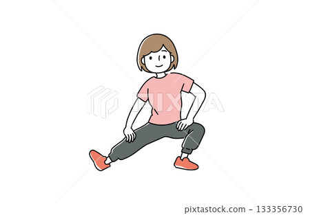 圖解：一名女子正在做彎腰運動 133356730