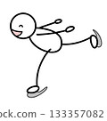 A stick figure skating happily on a skating rink 133357082