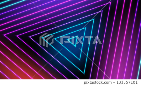 neon abstract futuristic triangle background with glowing cyan blue magenta lines forming a geometric tunnel in a digital space for vibrant modern design visuals 133357101