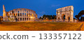 Colosseum and Arch of Constantine in Rome, Italy 133357122