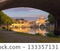 St Peters Basilica and Ponte Sant Angelo in Rome, Italy 133357131