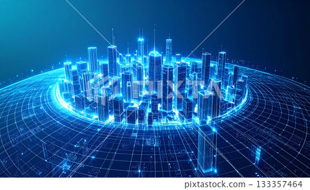 數位化城市的鳥瞰圖 133357464