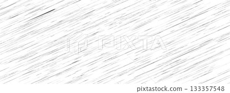 Small scratch seamless texture. Old grunge diagonal brush strokes wallpaper. Black and white rough slanted stripe backdrop. Distress thin lines surface overlay. Vector weathered pattern background 133357548