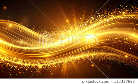 Golden light flow and sparkle 133357686