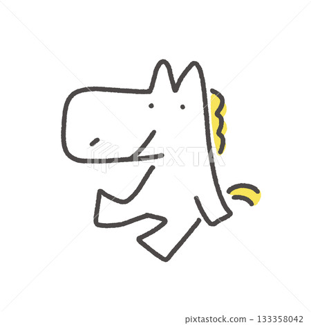 微笑白馬人物坐下休息放鬆 133358042