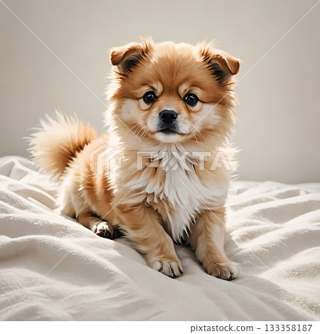 一隻看起來很睏的博美幼犬 一隻看起來很睏的博美幼犬 133358187