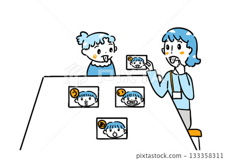 Children learning pronunciation with word cards Children learning pronunciation with word cards 133358311