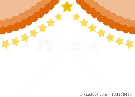 橙色褶邊窗簾和星星 橙色褶邊窗簾和星星 133358483