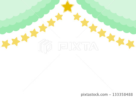 淺綠色褶皺窗簾和星星 133358488