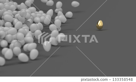 Golden Egg CG - A large number of golden eggs rolling around - Image of human resource outflow - PowerPoint title - Rendered CG - Background Golden Egg CG - A large number of golden eggs rolling around - Image of human resource outflow - PowerPoint title - Rendered CG - Background 133358548