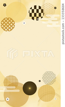 New Year's wallpaper featuring a traditional circular pattern on a vertical gold background 133358684