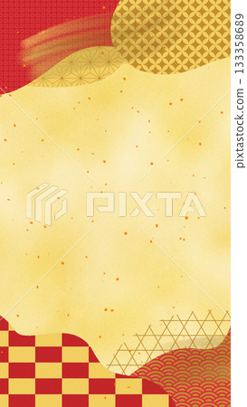 這款壁紙（紅色圖案）以垂直金色為底，飾有傳統圖案，圖案由柔軟的形狀切割而成。 133358689