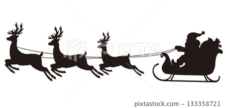 馴鹿和聖誕老人的剪影 133358721
