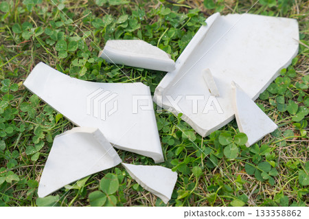 Broken pottery shards Broken pottery shards 133358862