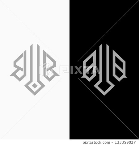 Pattern motif decor emblem mosaic ornament seamless to initial BB or BUB font logo design graphic concept creative premium vector stock image top sell 133359027