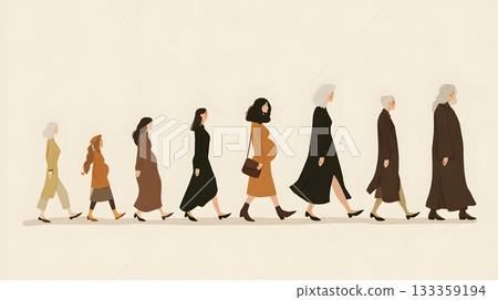女性生命歷程的剪影插圖 女性生命歷程的剪影插圖 133359194