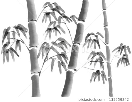 Bamboo ink painting illustration (ink painting, Japanese style, Japanese painting) 133359242