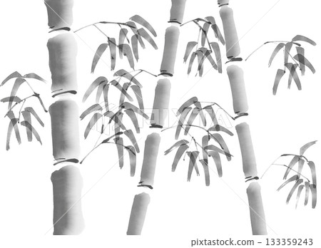 竹墨畫插圖（水墨畫、日式風格、日本畫） 133359243