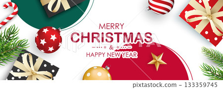 Elegant christmas greeting card and holiday banner background design. 133359745