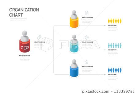 organization chart Infographic template with business avatar icons. 133359785