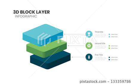 3d block layers business infographic template with 3 steps template. 3d block layers business infographic template with 3 steps template. 133359786