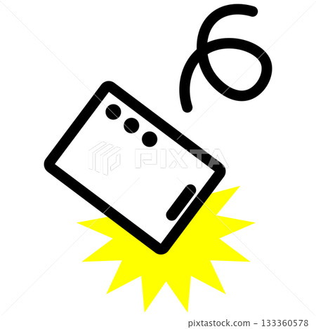 A simple icon of a mobile battery dropped on the ground 133360578