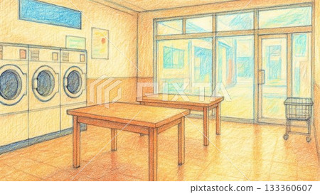 Inside an unmanned coin laundry 133360607