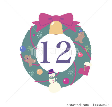 Christmas wreath calendar number December 133360828