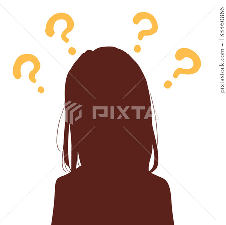 Doubtful female student silhouette Doubtful female student silhouette 133360866