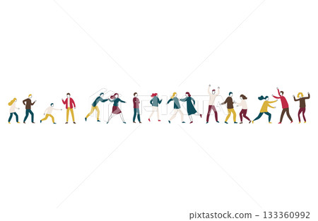 手繪插圖,描繪了一個生動的混亂場景 手繪插圖,描繪了一個生動的混亂場景 133360992