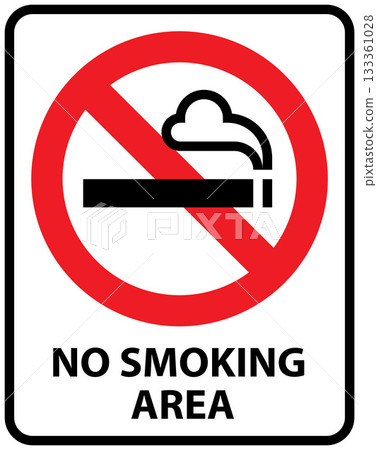 No smoking area sign. Smoking prohibited zone label. 133361028