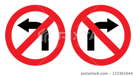 No left turn and no right turn sign, road signs, traffic signs No left turn and no right turn sign, road signs, traffic signs 133361044