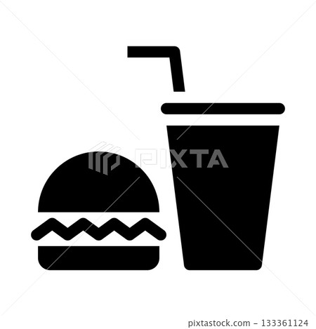 Fast food sign, Hamburger and drink icon, food and drink symbol Fast food sign, Hamburger and drink icon, food and drink symbol 133361124