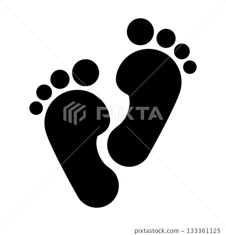 Human footprint silhouette. Human footstep icon. Human footprint silhouette. Human footstep icon. 133361125