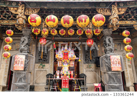 Building view of The Bangka Qingshan Temple in Wanhua of Taipei, Taiwan. 133361244