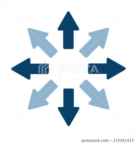 Illustration of arrows pointing in eight directions 133361415