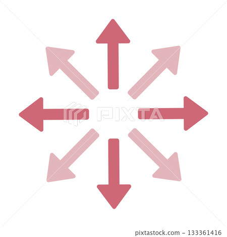 Illustration of arrows pointing in eight directions 133361416
