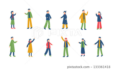 Illustration set of people spending winter 133361418