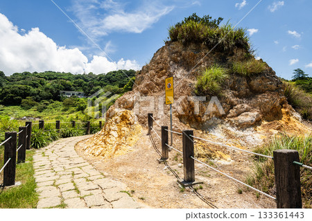 Trail view of Sulfur Valley Geothermal Scenic Area in Beitou of Taipei, Taiwan. Located within Yangmingshan National Park. Trail view of Sulfur Valley Geothermal Scenic Area in Beitou of Taipei, Taiwan. Located within Yangmingshan National Park. 133361443