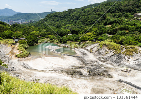 Beautiful view of Sulfur Valley Geothermal Scenic Area in Beitou of Taipei, Taiwan. Located within Yangmingshan National Park. 133361444
