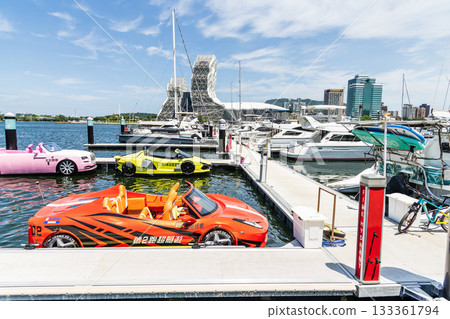 View of Argo Yacht Marina at Glory Pier of Kaohsiung Port, Taiwan, and the Kaohsiung Music Center building. View of Argo Yacht Marina at Glory Pier of Kaohsiung Port, Taiwan, and the Kaohsiung Music Center building. 133361794