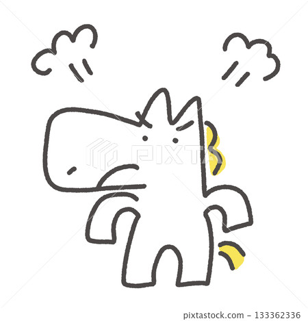 Angry white horse character, dissatisfied, grumpy 133362336