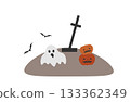 Halloween ghosts and jack-o-lanterns 133362349